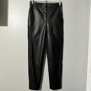 French Connection Faux Leather Pants XS Black High Rise Straight
